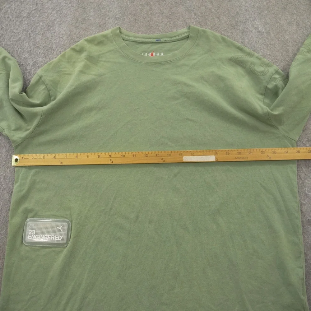 Nike Jordan Engineered Shirt Mens Large Green Long Sleeve Crew Graphic Print Log